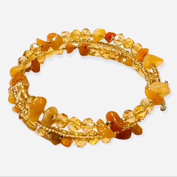 Brand New One Size I AM Beaded Spiral Elastic Bracelet In Sparkle Orange Color - Picture 2 of 8